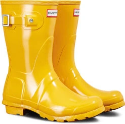 Hunter Women's Original Short Gloss Rain Boot -Best Shoe Store hunter womens original short gloss yellow wfs1000rgl ryl 88729.1536966688