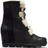 Sorel Women's Joan Of Arctic Wedge II Shearling -Best Shoe Store sorel womens joan of arctic wedge 2 shearling black 1877081010 38660.1603237277