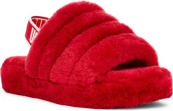 UGG Kids Fluff Yeah Slide -Best Shoe Store ugg kids fluff yeah slide ribbon red 1098494k rbrd 51555.1647038453