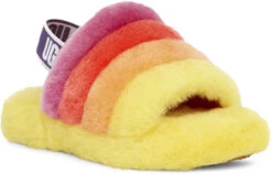 UGG Kids Fluff Yeah Slide -Best Shoe Store ugg kids fluff yeah slide yellow rainbow 1116157k yrnb 08423.1647038454
